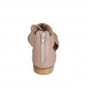 Woman's open shoe with zipper in pink leather heel 2 - Available sizes:  32, 33