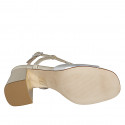Woman's highfronted sandal in laminated platinum, silver and copper leather heel 7 - Available sizes:  32, 35, 46