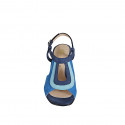 Sandale haute pour femmes en daim bleu, bleuet et turquoise talon 7 - Pointures disponibles:  45, 46