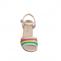 Woman's sandal in light rose and multicolored leather with strap heel 7 - Available sizes:  32, 35, 42, 44, 45