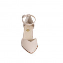 Woman's pointy open shoe with strap in light pink leather heel 6 - Available sizes:  35, 45, 46