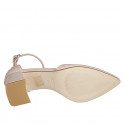 Zapato abierto puntiagudo con cinturon en piel rosado claro tacon 6 - Tallas disponibles:  35, 45, 46