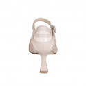 Escarpin ouvert à bout pointu pour femmes avec courroie en cuir rose et verni rose clair talon 8 - Pointures disponibles:  42, 44