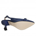 Woman's pointy slingback pump in blue suede with accessory heel 8 - Available sizes:  32, 35, 42