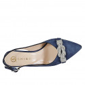 Woman's pointy slingback pump in blue suede with accessory heel 8 - Available sizes:  32, 35, 42