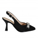 Woman's pointy slingback pump in black suede with accessory heel 8 - Available sizes:  35