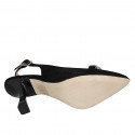 Decolté a punta aperta sul tallone da donna in camoscio nero con accessorio tacco 8 - Misure disponibili: 35