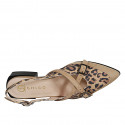 Woman's slingback shoe in beige and spotted suede with crossed straps heel 3 - Available sizes:  35, 42