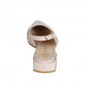 Chaussure haute ouverte au talon pour femmes en cuir rose clair et blanc talon 3 - Pointures disponibles:  35, 45, 46