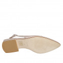 Chaussure haute ouverte au talon pour femmes en cuir rose clair et blanc talon 3 - Pointures disponibles:  35, 45, 46