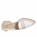 Chaussure haute ouverte au talon pour femmes en cuir rose clair et blanc talon 3 - Pointures disponibles:  35, 45, 46