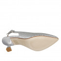 Woman's slingback pump in silver laminated leather heel 6 - Available sizes:  35, 46