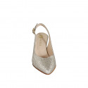 Woman's slingback pump in platinum laminated leather heel 6 - Available sizes:  32, 45, 46