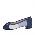 Zapato de salon con accessorio en gamuza azul, azul claro y gris tacon 3 - Tallas disponibles:  32, 43, 45