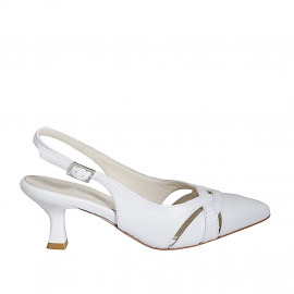 Slingback da donna in pelle bianca tacco 5 - Misure disponibili: 35, 46