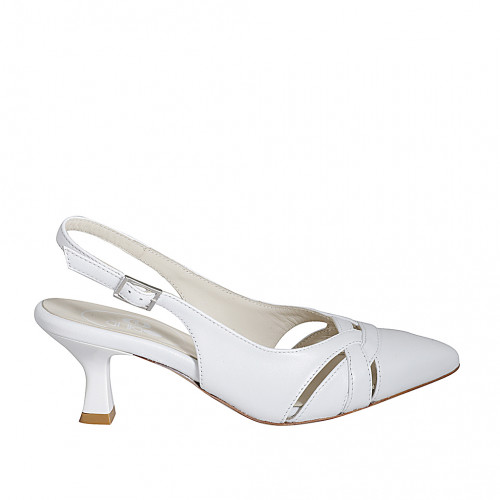 Slingback da donna in pelle bianca tacco 5 - Misure disponibili: 35, 46