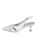 Woman's pointy slingback pump in white leather heel 5 - Available sizes:  35, 46