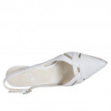 Woman's pointy slingback pump in white leather heel 5 - Available sizes:  35, 46