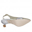 Woman's pointy slingback pump in platinum and silver laminated leather heel 5 - Available sizes:  35, 42, 45, 46