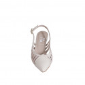 Slingback à bout pointu pour femmes en cuir verni et daim rose clair talon 5 - Pointures disponibles:  46