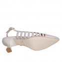 Slingback à bout pointu pour femmes en cuir verni et daim rose clair talon 5 - Pointures disponibles:  46