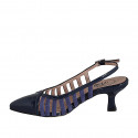 Slingback da donna in vernice e camoscio blu tacco 5 - Misure disponibili: 35, 46