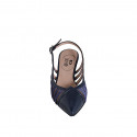 Slingback da donna in vernice e camoscio blu tacco 5 - Misure disponibili: 35, 46