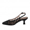 Slingback da donna in vernice e camoscio nero tacco 5 - Misure disponibili: 35