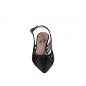 Slingback à bout pointu pour femmes en cuir verni et daim noir talon 5 - Pointures disponibles:  35