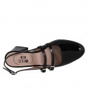 Mary Jane slingback with two straps in black patent leather heel 5 - Available sizes:  32, 45