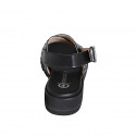 Woman's sandal in black leather with studs wedge heel 3 - Available sizes:  32, 33, 35