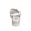 Sandale pour femmes en cuir blanc avec elastique et boucle talon compensé 4 - Pointures disponibles:  35