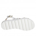 Sandale pour femmes en cuir blanc avec goujons talon compensé 3 - Pointures disponibles:  32, 35, 42