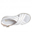 Woman's sandal in white leather with studs wedge heel 3 - Available sizes:  32, 35, 42