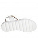 Woman's strap sandal with accessory in white leather wedge heel 3 - Available sizes:  32, 35