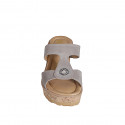 Woman's mules in grey suede with rhinestones, platform and wedge heel 7 - Available sizes:  31