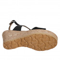 Sandale pour femmes en cuir et daim noir avec strass, plateforme et talon compensé 7 - Pointures disponibles:  31, 42, 44, 45