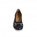 Woman's pump with removable insole and accessory in black pierced leather wedge heel 4 - Available sizes:  32, 35, 42