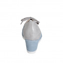 Woman's laced shoe in blue grey pierced suede and silver laminated leather with removable insole wedge heel 6 - Available sizes:  44
