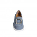 Woman's shoe with elastics and accessory in bluegrey suede heel 3 - Available sizes:  35, 45