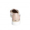 Woman's mocassin with accessory in white, nude and multicolored printed leather wedge heel 4 - Available sizes:  35, 42, 45