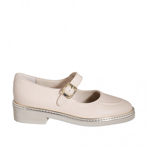 Zapato de salon para mujer con cinturon en piel nude tacon 3 - Tallas disponibles:  32, 42, 46