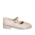 Escarpin pour femmes avec courroie en cuir nude talon 3 - Pointures disponibles:  32, 42, 46
