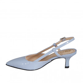 Slingback à bout pointu pour femmes en cuir verni bleu gris talon 6 - Pointures disponibles:  35 2