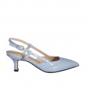 Slingback à bout pointu pour femmes en cuir verni bleu gris talon 6 - Pointures disponibles:  35