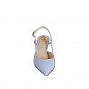 Slingback à bout pointu pour femmes en cuir verni bleu gris talon 6 - Pointures disponibles:  35