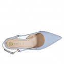 Slingback à bout pointu pour femmes en cuir verni bleu gris talon 6 - Pointures disponibles:  35