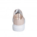 Woman's laced shoe with removable insole and sequins in pink and copper laminated leather wedge heel 4 - Available sizes:  44