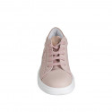 Scarpa stringata da donna con plantare estraibile e paillettes in pelle rosa e laminata rame zeppa 3 - Misure disponibili: 32, 33, 35