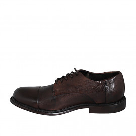 Chaussure derby de haute qualité avec lacets et bout droit pour hommes en cuir marron - Pointures disponibles:  38, 50, 51, 52, 53, 54 2